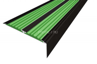 Алюминиевый угол-порог противоскользящий 70х22 мм АУ-70-Анод черный-зеленый 2,0 м