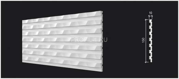 Стеновая декоративная панель 3D Decor-Dizayn DD930(3m) из полистирола белая, под покраску 150х10х3000 мм