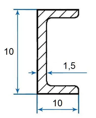 Швеллер алюминиевый П-профиль 10х10х10х1,5 мм 3м Швеллер алюминиевый П-профиль 10х10х10х1,5 мм 3м