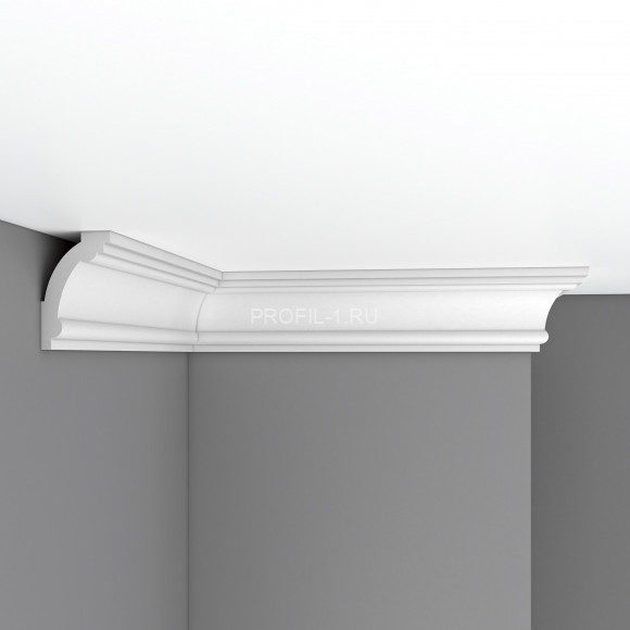 Плинтус потолочный 90х56х2400 мм Decomaster 96611 из полиуретана белый под покраску