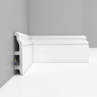 Плинтус DECOMASTER D232ДМ (100x22x2000) напольный, ударопрочный полимер, белый, под покраску
