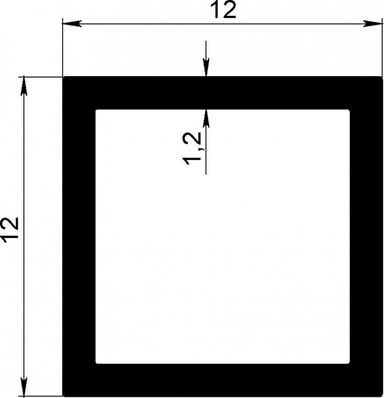 Алюминиевый бокс 12х12х1,2 мм серебро 3 м Алюминиевый бокс 12х12х1,2 мм серебро 3 м