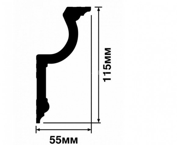 Потолочный плинтус 115х55 мм HiWood A127 белый 2 м Потолочный плинтус 115х55 мм HiWood A127 белый 2 м