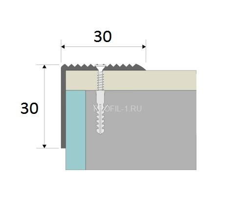 Угловой порог 30х30 мм с рифлением Cezar LS 30R L латунь полированная 3,0 м Угловой порог 30х30 мм с рифлением Cezar LS 30R L латунь полированная 3,0 м