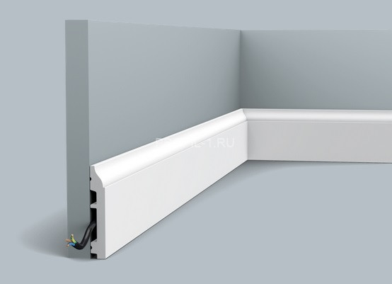 Гибкий напольный плинтус Orac Decor Duropolymer SX172F белый полистирол 85х14 мм 2м
