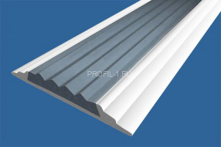 Алюминиевая  полоса 46 мм с резиновой вставкой АП-46-Краш белый глянец-серый 2,0 м Алюминиевая  полоса 46 мм с резиновой вставкой АП-46-Краш белый глянец-серый 2,0 м