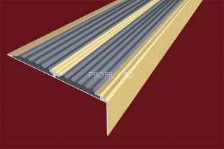 Порог угловой 70х22 мм алюминиевый противоскользящий АУ-70-Анод золото-серый 2,0 м Порог угловой 70х22 мм алюминиевый противоскользящий АУ-70-Анод золото-серый 2,0 м