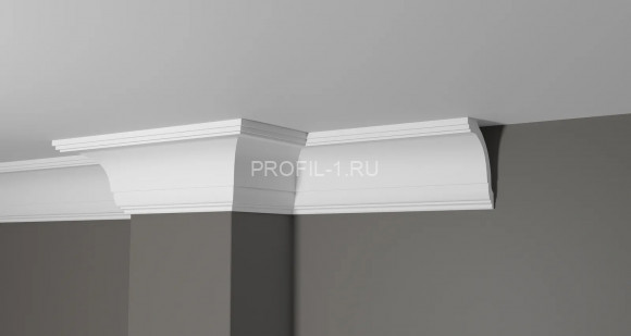 Потолочный плинтус Decor-Dizayn DD08 полистирол белый, под покраску 100х77х2000 мм