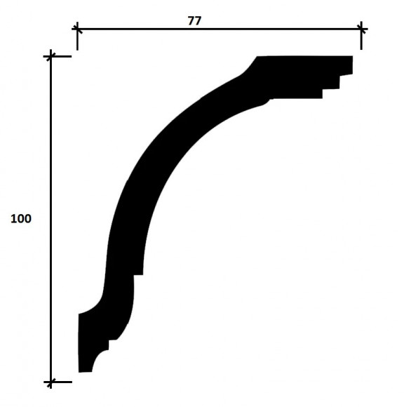 Потолочный плинтус Decor-Dizayn DD08 полистирол белый, под покраску 100х77х2000 мм