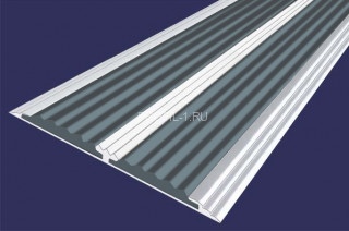 Алюминиевый порог 70 мм одноуровневый противоскользящий АП-70-Анод серебро-серый 3,0 м