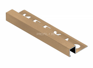 Закладной алюминиевый П-профиль для плитки 10мм х 12мм NEEXY PV32-04-MG золотое матовое 2.7м