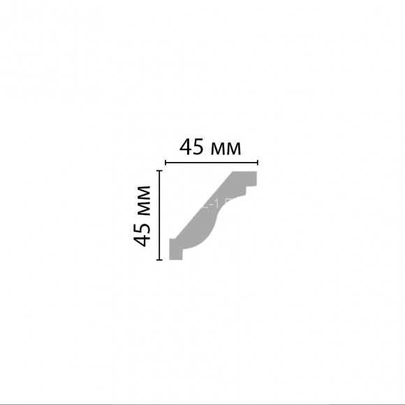Плинтус потолочный  45х45х2400 мм Decomaster 96612 из полиуретана белый под покраску