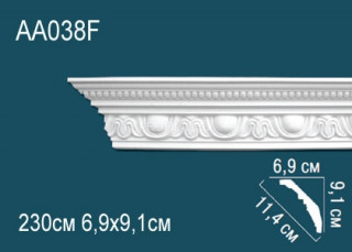 Потолочный плинтус гибкий с рисунком Перфект AA038F полиуретан 91х114х69 мм 230 см