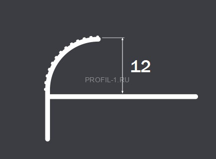Алюминиевый профиль F-образный округлый с рифлением для ступеней 12 мм PV57-09 шампань блестящая 2,7 м Алюминиевый профиль F-образный округлый с рифлением для ступеней 12 мм PV57-09 шампань блестящая 2,7 м
