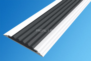 Противоскользящий порог алюминиевый одноуровневый 40 мм АП-40-Анод белый-черный 1,35 м