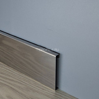 Напольный плинтус из нержавеющей стали 40 мм Н40 серебро глянец 2.5 м