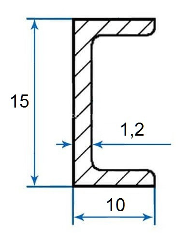Швеллер алюминиевый П-профиль 10х15х10х1,2 мм 3м