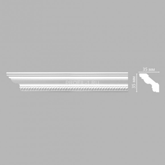 Плинтус DECOMASTER 95637F гибкий (35x35x2400) потолочный с рисунком гладкий профиль из полиуретана, белый под покраску