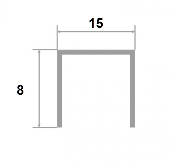 Латунный П-образный профиль PU 1508 OC 8х15х8 хром 2,7м