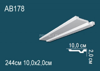 Потолочный плинтус гладкий Перфект AB178 белый полиуретан 20х100х мм 244 см