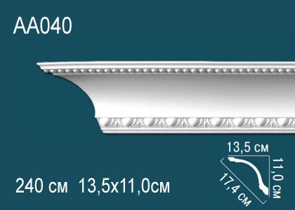 Потолочный плинтус с рисунком Перфект AA040 полиуретан 110х174х135 мм 240 см