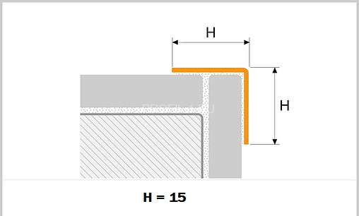 Угол защитный прямой 15х15 мм нержавеющая сталь L15 матовый 2,5 м