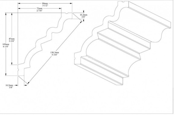 Потолочный плинтус Orac Decor Purotouch C326 белый полиуретан 105х90 мм 2м