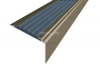 Алюминиевый порог угловой противоскользящий 20х38 мм АУ-38-Анод шампань-серый 1,35 м