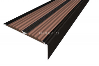 Алюминиевый угол-порог противоскользящий 70х22 мм АУ-70-Анод черный-коричневый 3,0 м