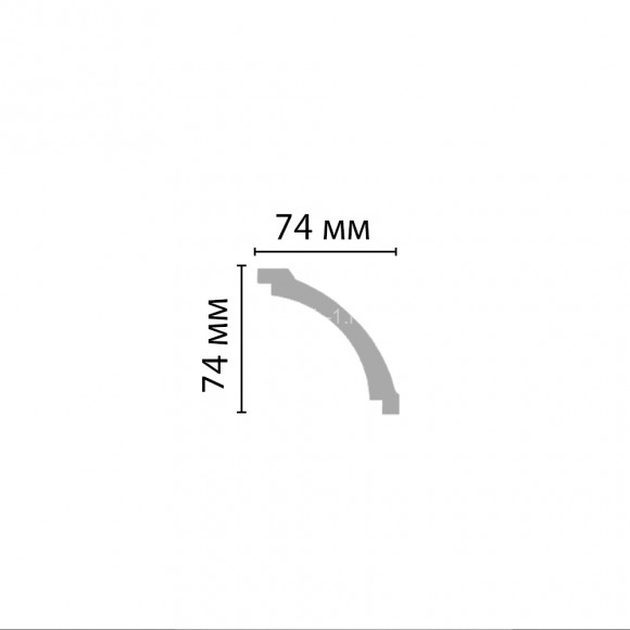 Плинтус потолочный  74х74х2400 мм Decomaster 96616 из полиуретана белый под покраску
