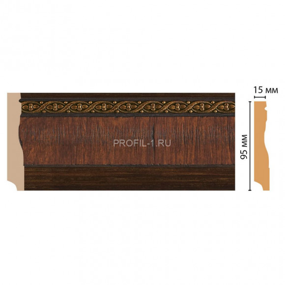 Плинтус напольный DECOMASTER 153-2 ДМ (95x12x2400) цвет Красное дерево с золотом