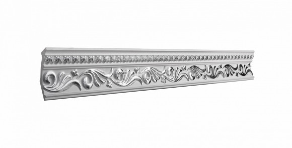 Потолочный плинтус Glanzepol GP-29 SILVER белый полистирол 96х53 мм 2 м