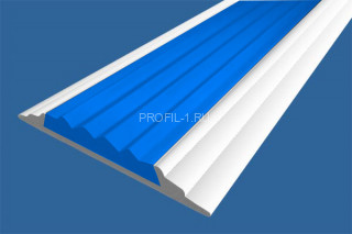 Порог алюминиевый 46 мм с резиновой вставкой одноуровневый АП-46-Краш белый глянец-синий 2,0 м Порог алюминиевый 46 мм с резиновой вставкой одноуровневый АП-46-Краш белый глянец-синий 2,0 м