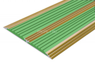 Алюминиевая полоса с 2-мя противоскользящими вставками АП-70-Антик золото-зеленый 1,5 м
