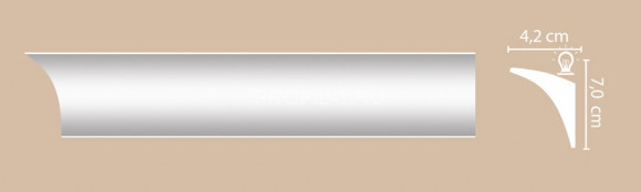 Плинтус потолочный гладкий Decomaster D209 Дюропрофиль 70х42х2000 мм белый