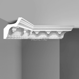 Плинтус потолочный 130х140х2400 мм Decomaster 95308А из полиуретана белый под покраску Плинтус потолочный 130х140х2400 мм Decomaster 95308А из полиуретана белый под покраску