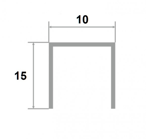 Латунный П-образный профиль PU 151015 ON 15х10х15 полированный 3м