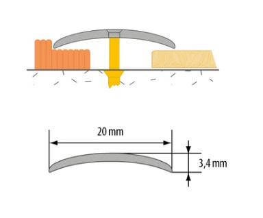 Одноуровневый порог полукруглый 20 мм Cezar LPO 20 1,8 м латунь полированная с отверстием Одноуровневый порог полукруглый 20 мм Cezar LPO 20 1,8 м латунь полированная с отверстием
