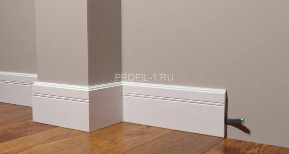 Напольный плинтус Decor-Dizayn DD105 полистирол белый, под покраску 108х12х2000 мм