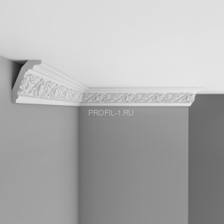 Плинтус потолочный 79х59х2400 мм Decomaster 95323A из полиуретана белый под покраску Плинтус потолочный 79х59х2400 мм Decomaster 95323A из полиуретана белый под покраску