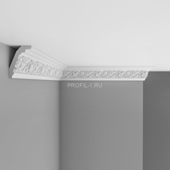 Плинтус потолочный 79х59х2400 мм Decomaster 95323A из полиуретана белый под покраску
