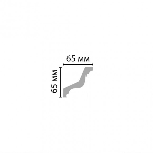 Плинтус потолочный DECOMASTER 96801 (65х65х2400мм) гладкий из полиуретана, белый под покраску