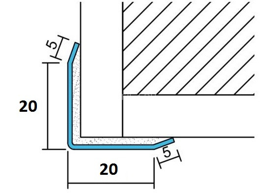 Уголок из нержавеющей стали 20х20 SAO12-20W серебро глянец 2,7 м