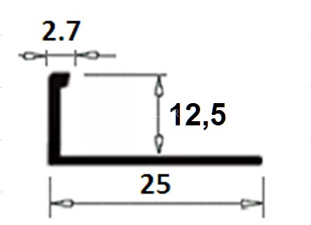 Латунный L-образный профиль TR 125 ON 12,5 полированный 2,7м