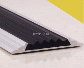 Противоскользящий порог алюминиевый с резиной  46 мм ПО-46+ПР-15 золото матовое-черный 2,7 м