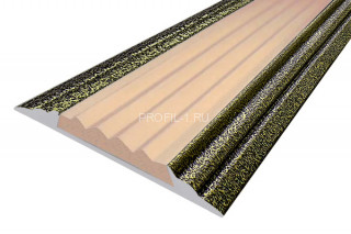 Алюминиевый порог 46 мм с резиновой вставкой одноуровневый АП-46-Антик бронза-бежевый 3,0 м Алюминиевый порог 46 мм с резиновой вставкой одноуровневый АП-46-Антик бронза-бежевый 3,0 м