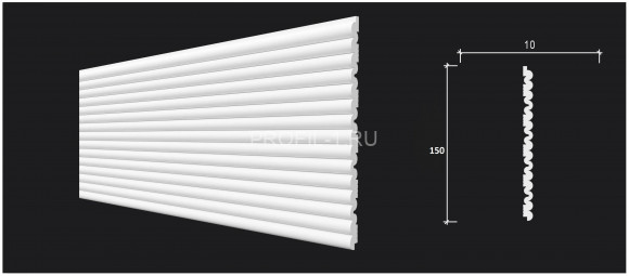 Стеновая декоративная панель 3D Decor-Dizayn DD933(3m) из полистирола белая, под покраску 150х9.7х3000 мм