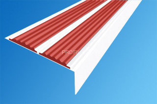 Алюминиевый порог 70х22 мм угловой противоскользящий АУ-70-Краш белый глянец-красный 2,0 м Алюминиевый порог 70х22 мм угловой противоскользящий АУ-70-Краш белый глянец-красный 2,0 м
