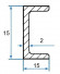 Швеллер алюминиевый П-профиль 15х15х15х2 мм 3м