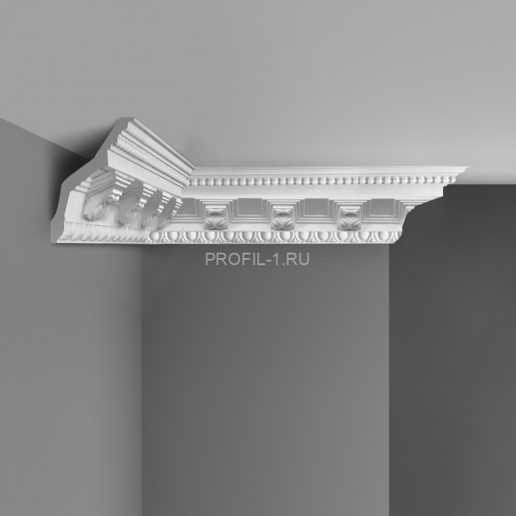 Плинтус потолочный 90х98х2400 мм Decomaster 95338A из полиуретана белый под покраску Плинтус потолочный 90х98х2400 мм Decomaster 95338A из полиуретана белый под покраску